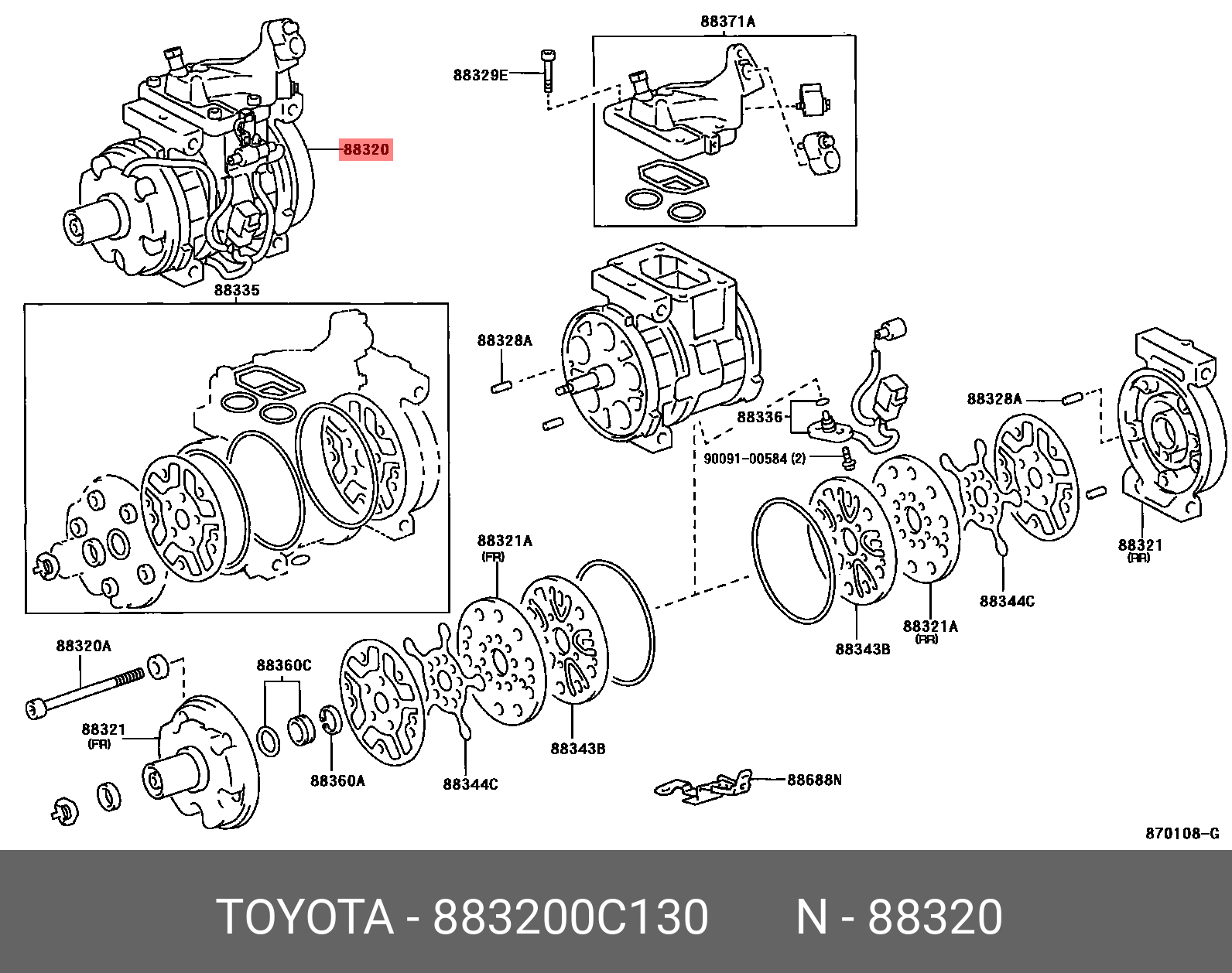 88320-0C130 TOYOTA LEXUS COMPRESSOR ASSY