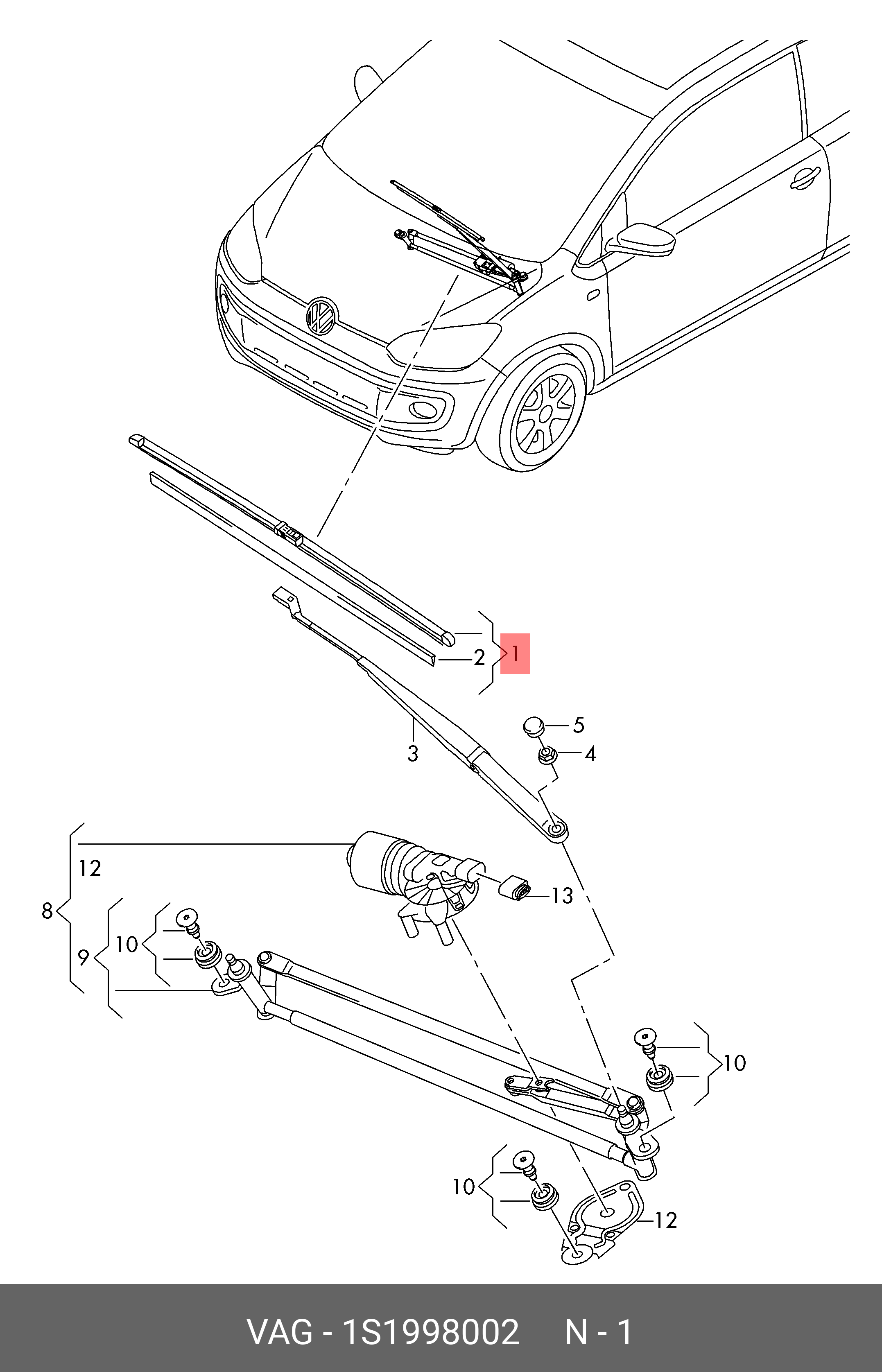 Wiper blade set, front