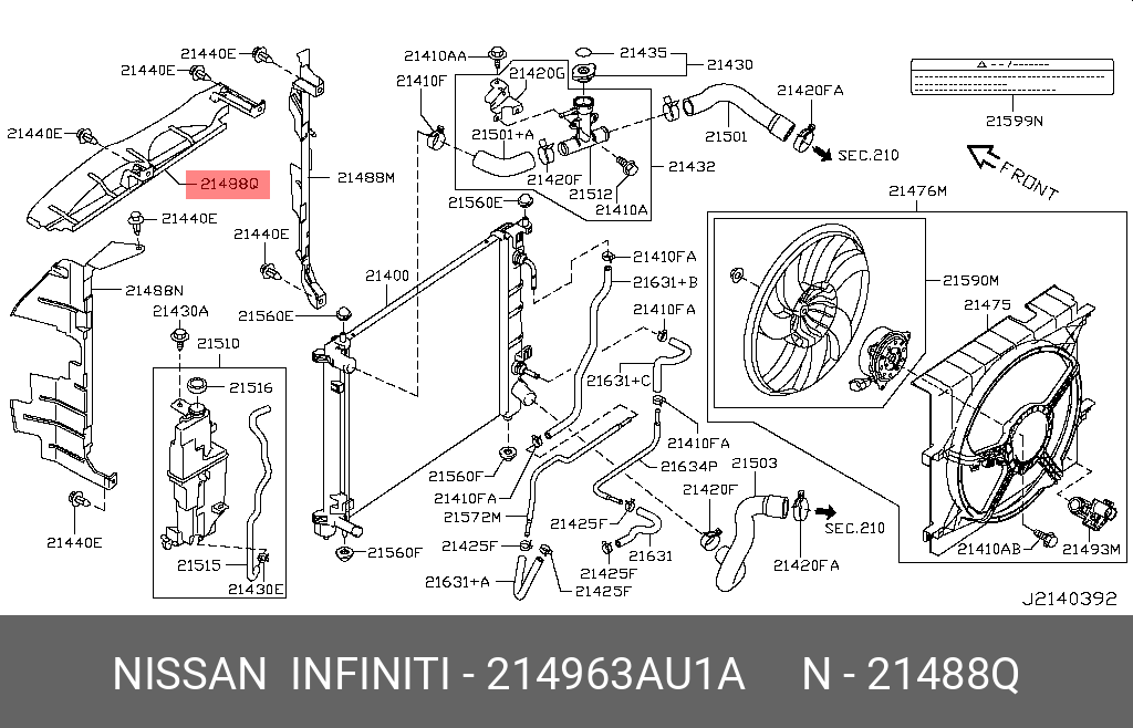 21496-3AU1A NISSAN SEAL-RADIATOR UPPER