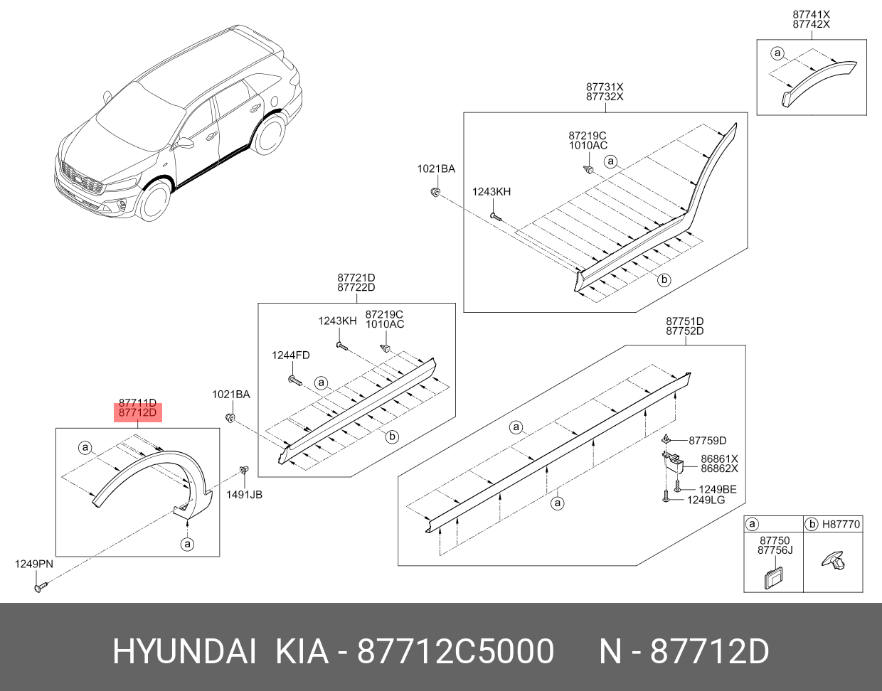 87712C5000 HYUNDAI KIA GARNISH ASSY-FNDR SIDE,RH