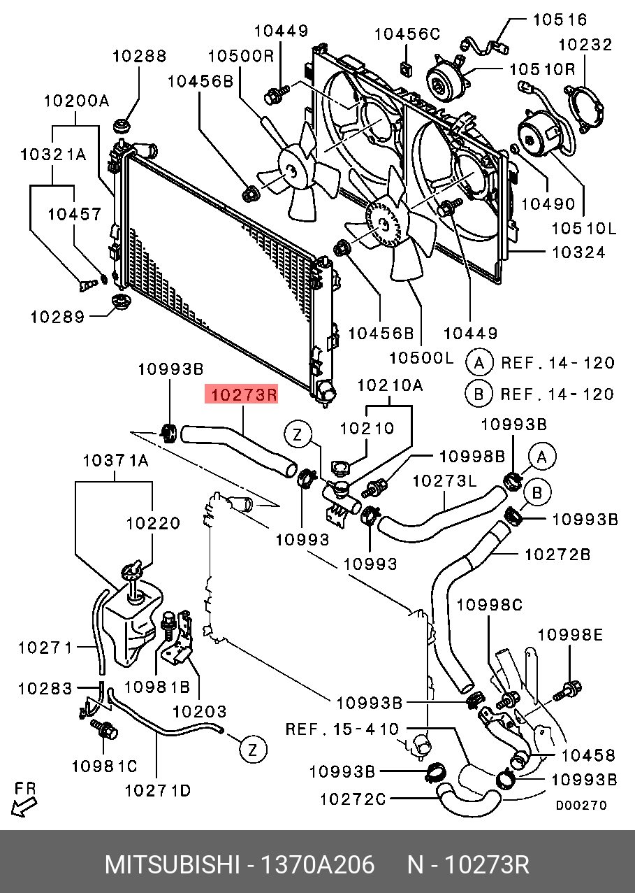 1370A206 MITSUBISHI HOSE,RADIATOR,UPR RH