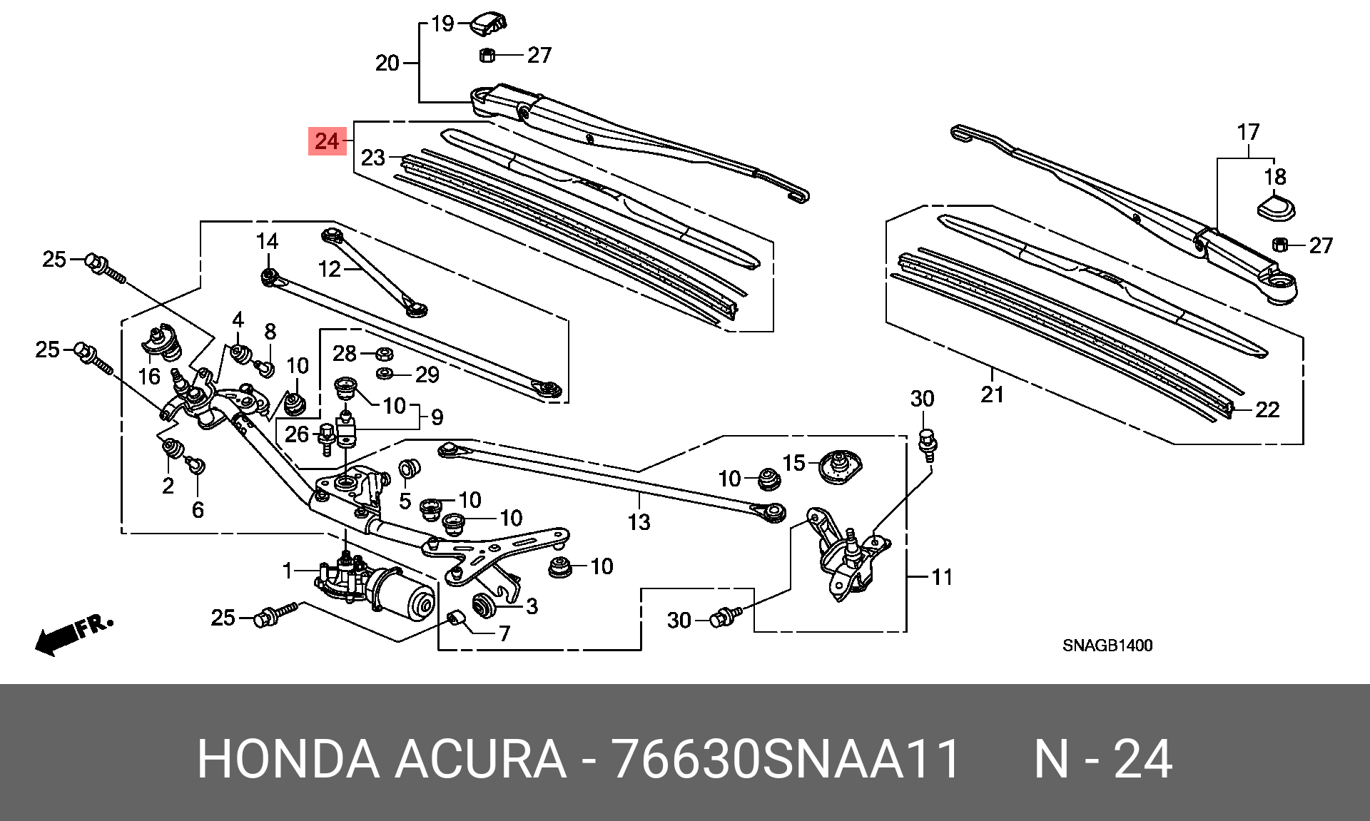 Front wiper blade, right