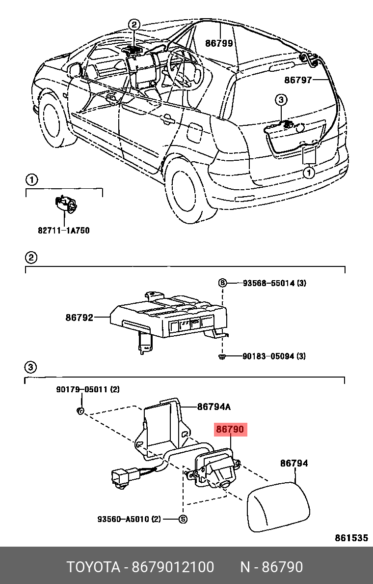 86790-12100 GENUINE TOYOTA COROLLA AXIO/ FIELDER 200609 - 201204 