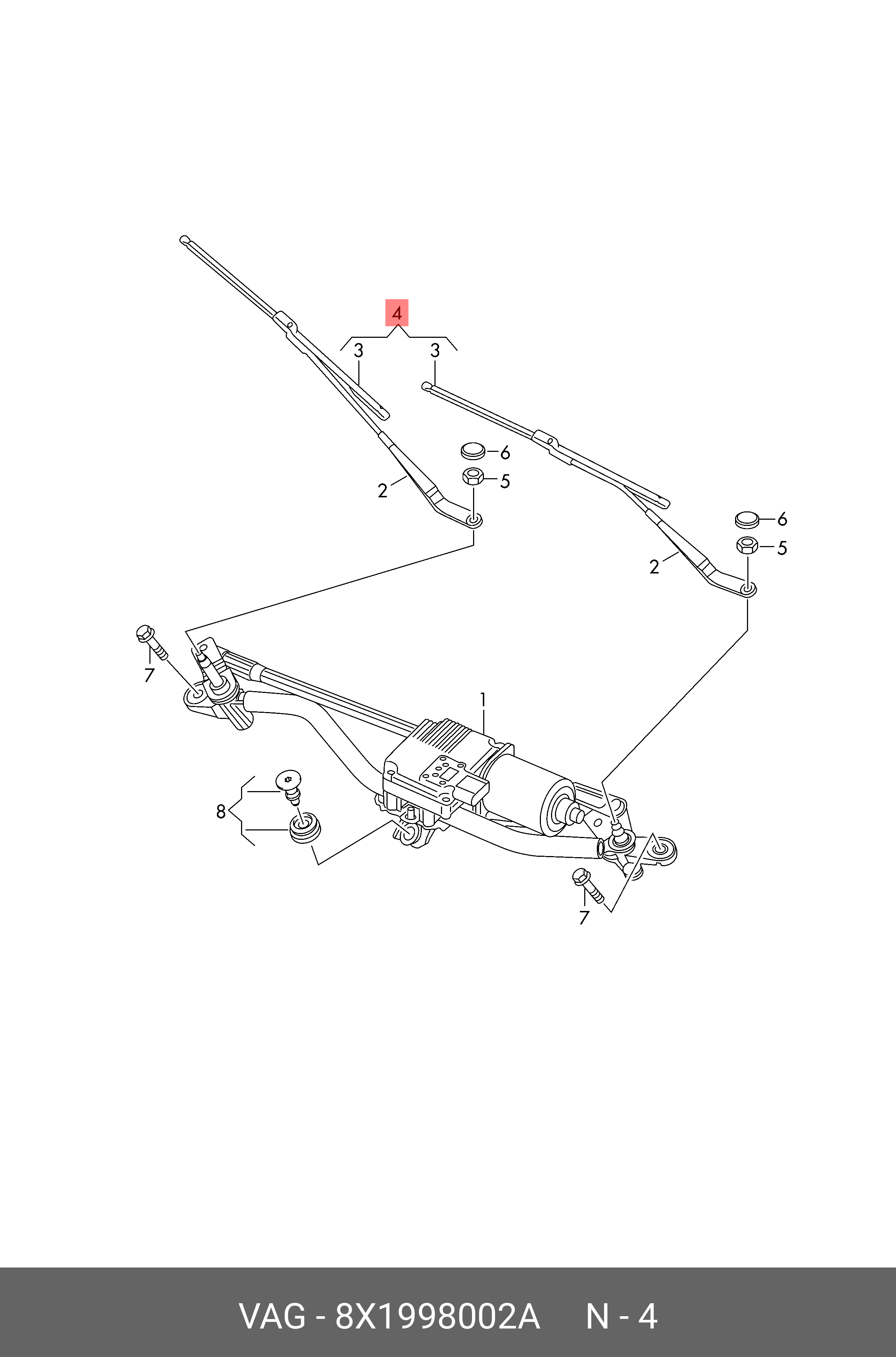 Wiper blade set, front