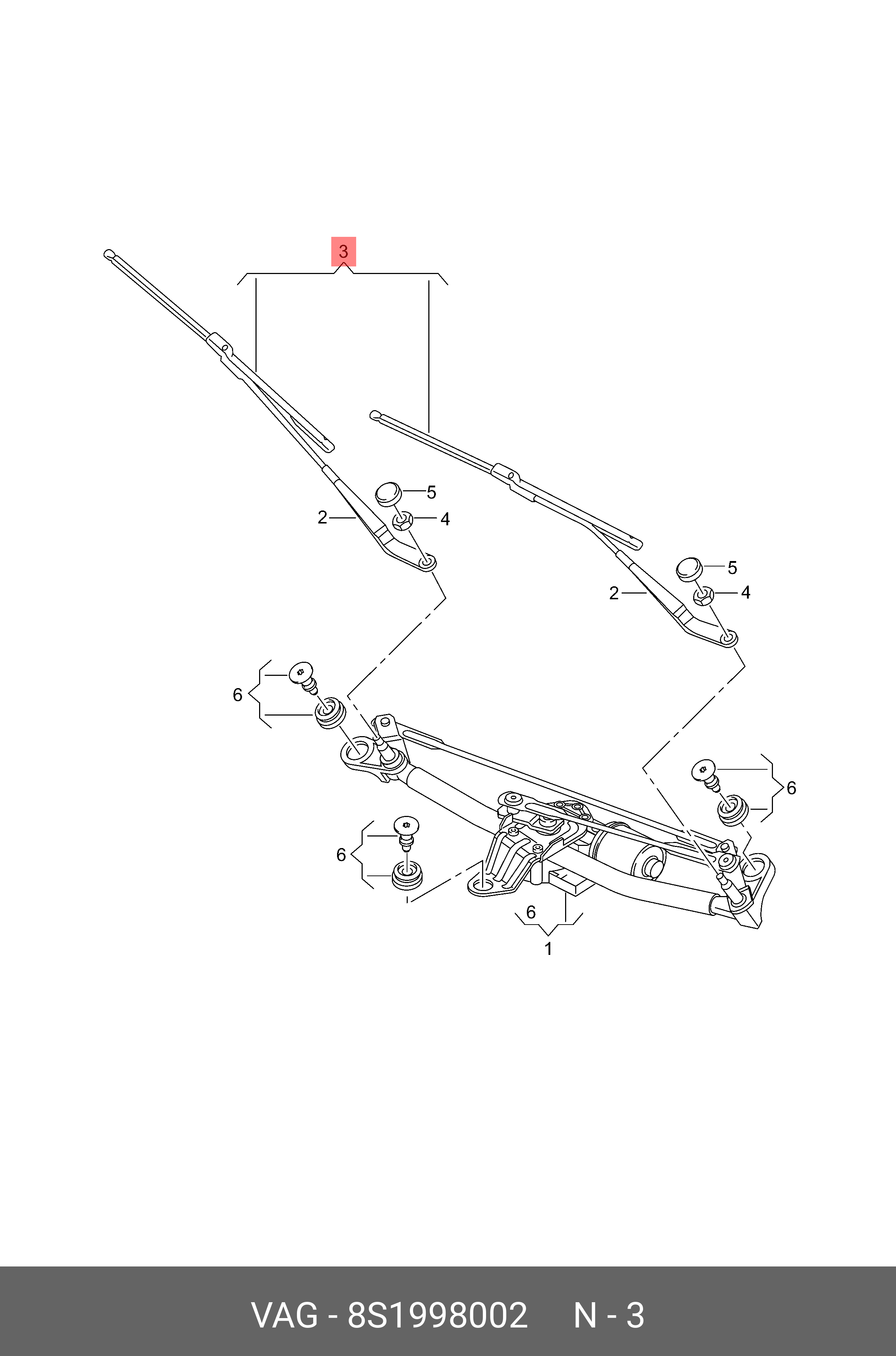 Wiper blade set, front