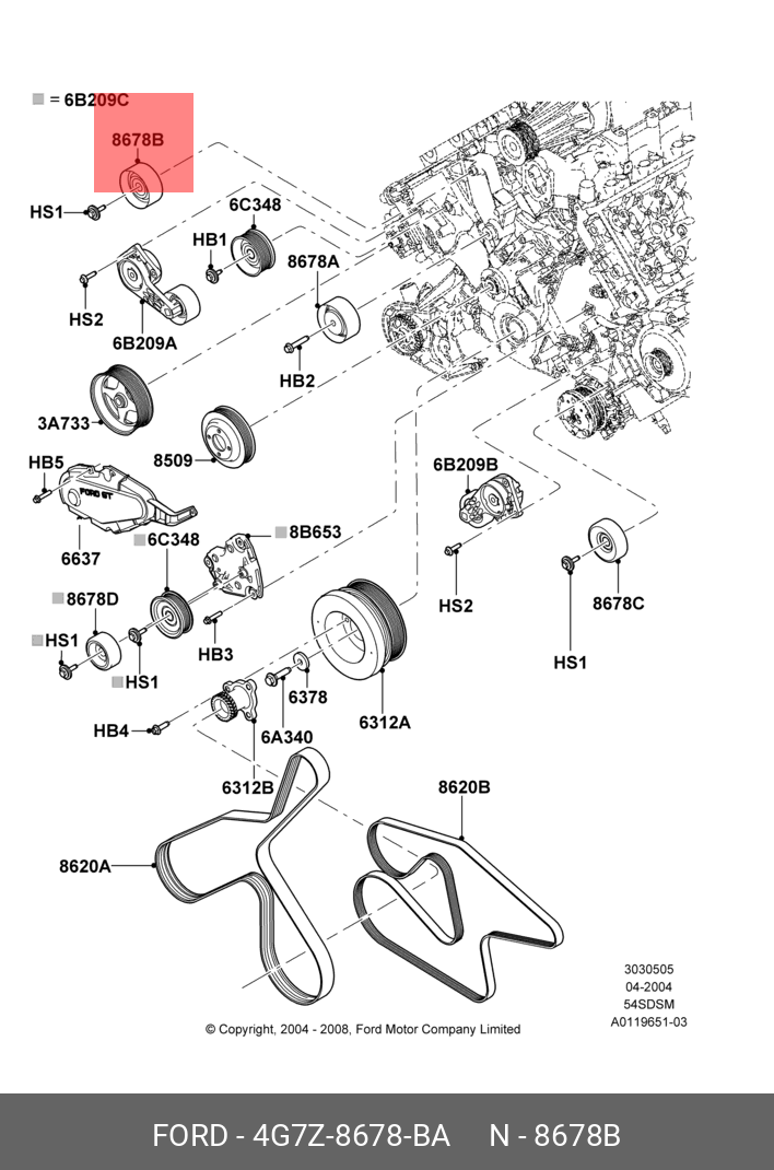 4G7Z-8678-BA FORD KIT - TENSION PULLEY