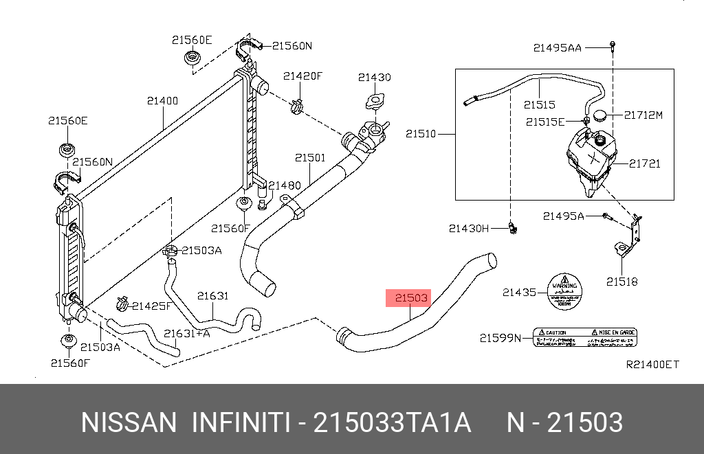 21503-3TA1A NISSAN HOSE -RADIATOR,LOWER