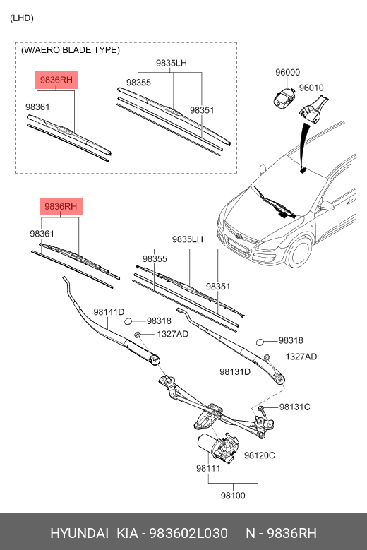 Front wiper blade, right