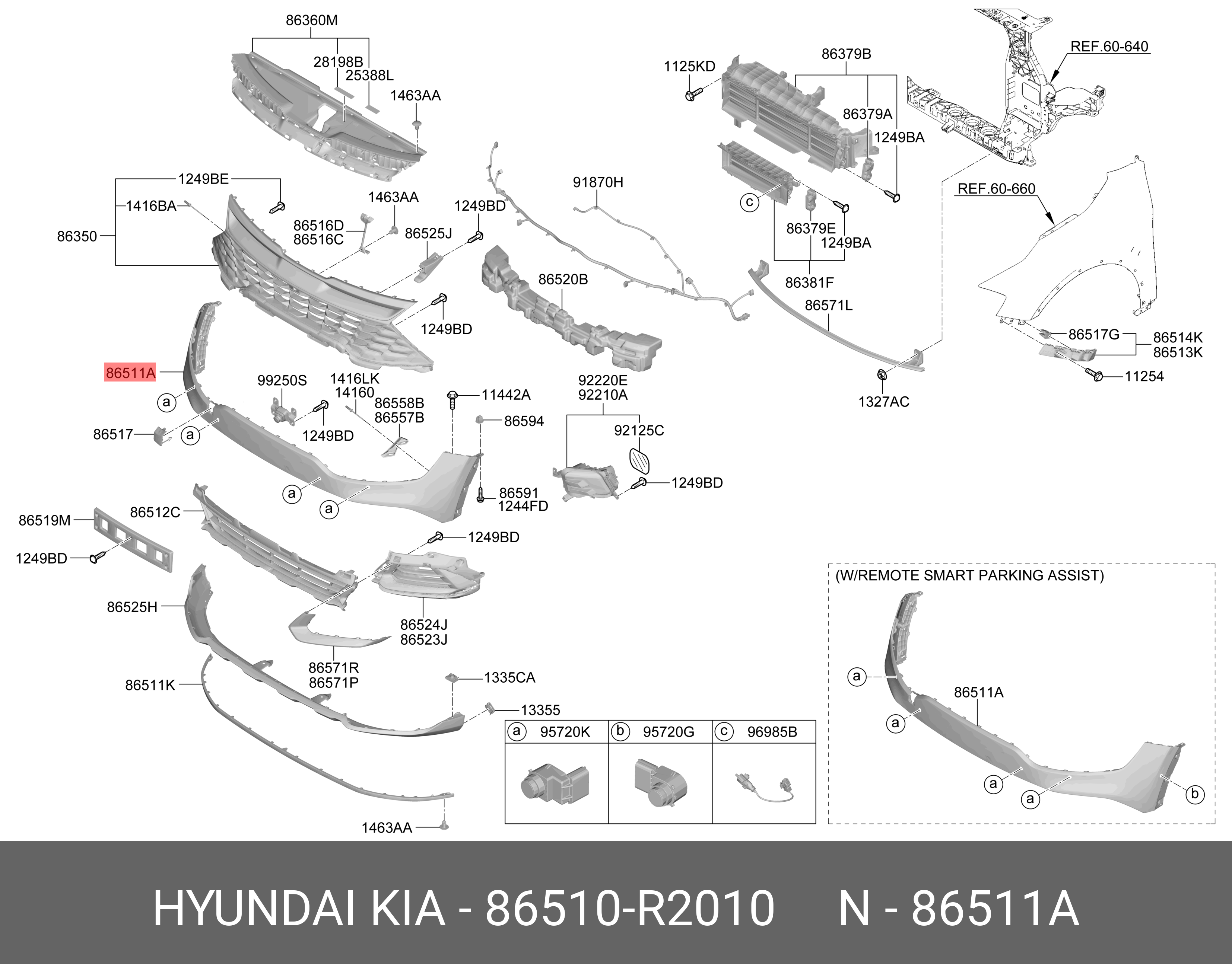 86510R2010 HYUNDAI KIA Primed bumper panel