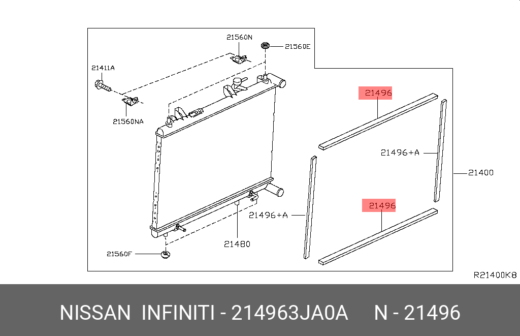 21496-3JA0A NISSAN CLIP-WEATHRSTRP