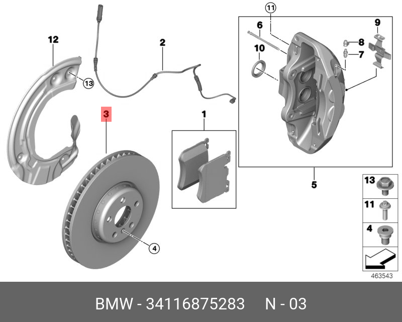 Front brake disc, left