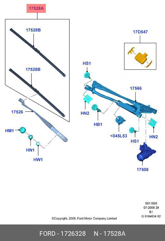 Wiper blade set, front