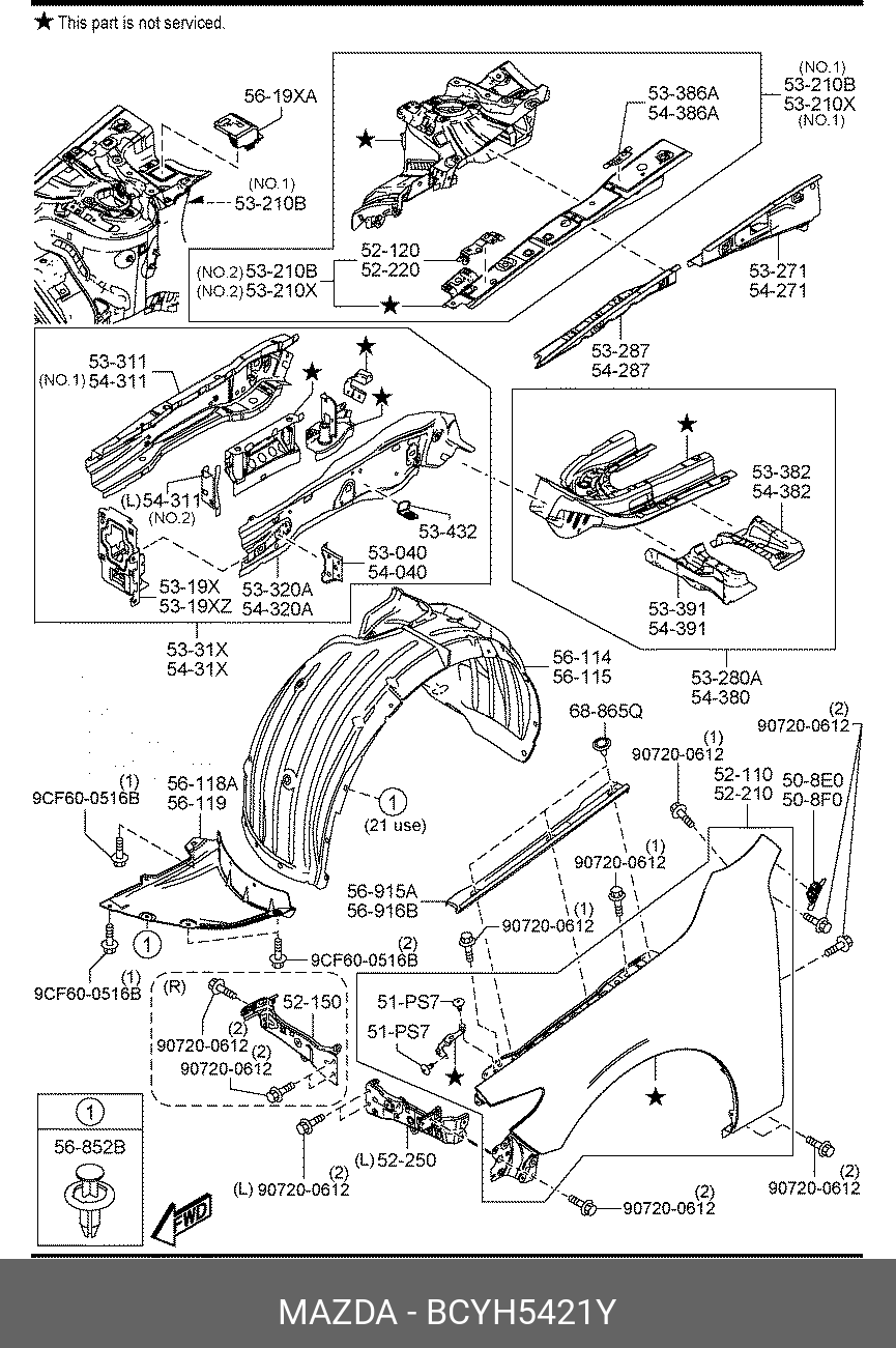 BCYH5421Y MAZDA PANEL(L),WHEEL APRON