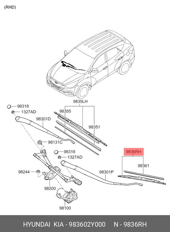 Front wiper blade, right