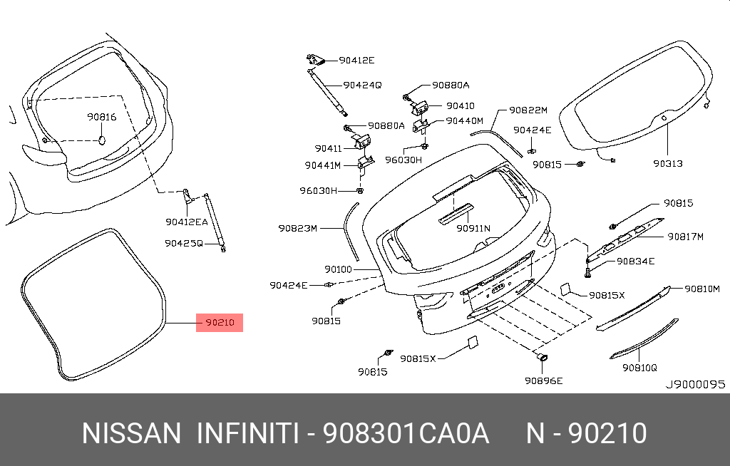 90830-1CA0A NISSAN WEATHER STRIP - PC 7