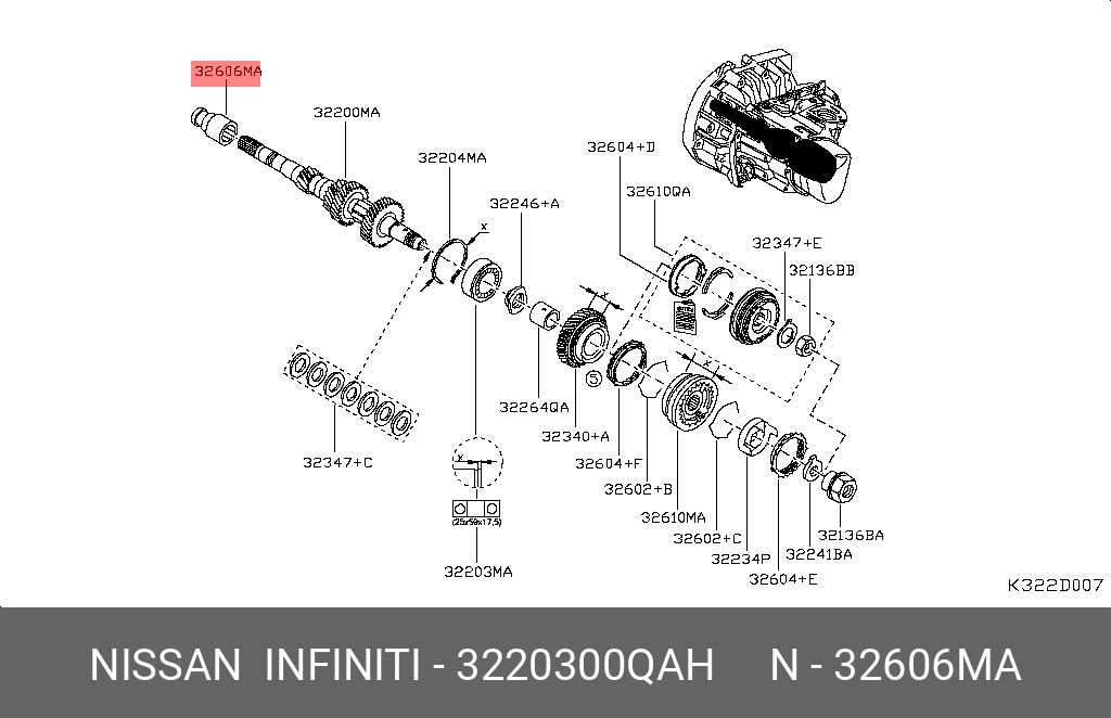 32203-00QAH NISSAN BEARING, INPUT SHAFT