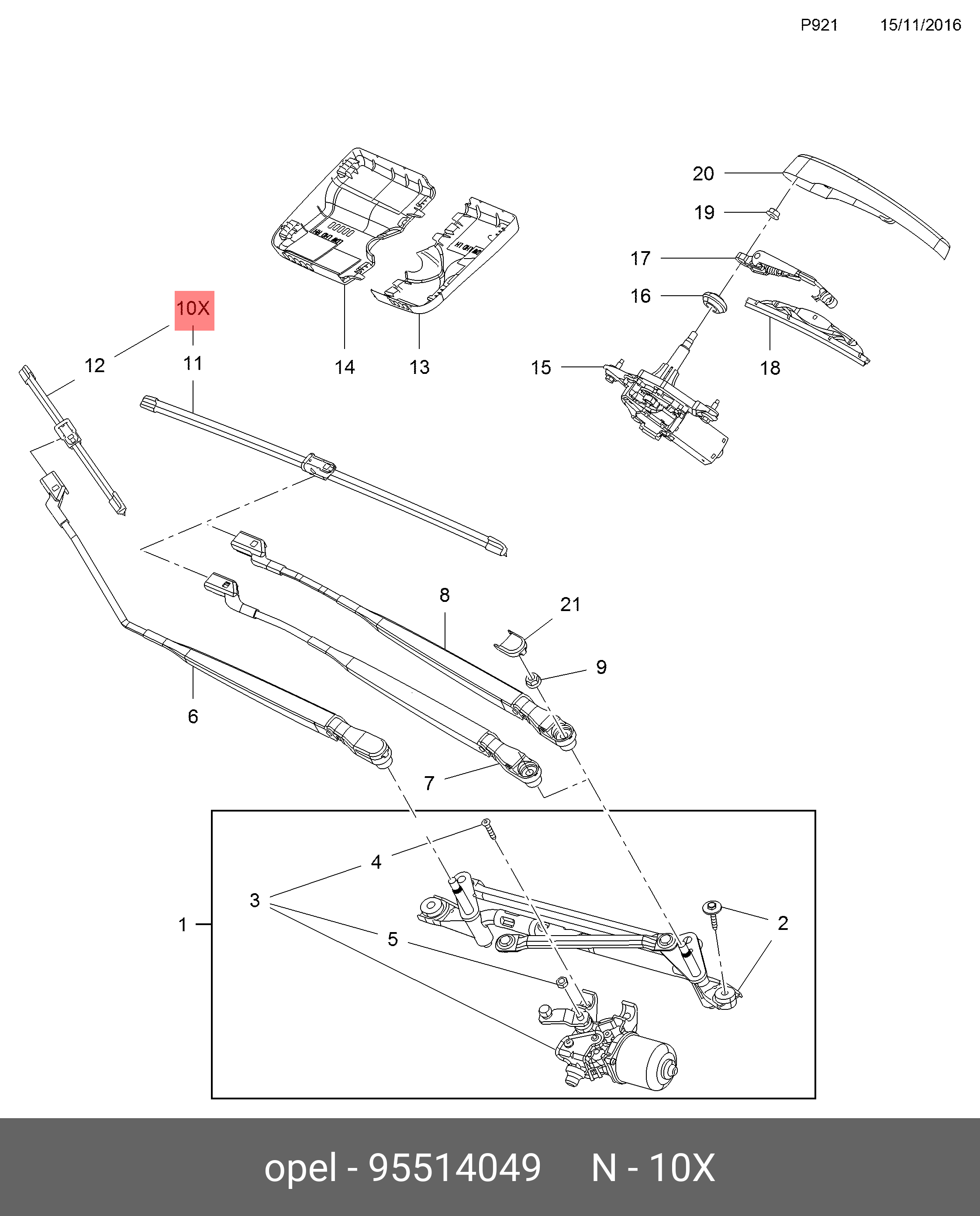 Wiper blade set, front
