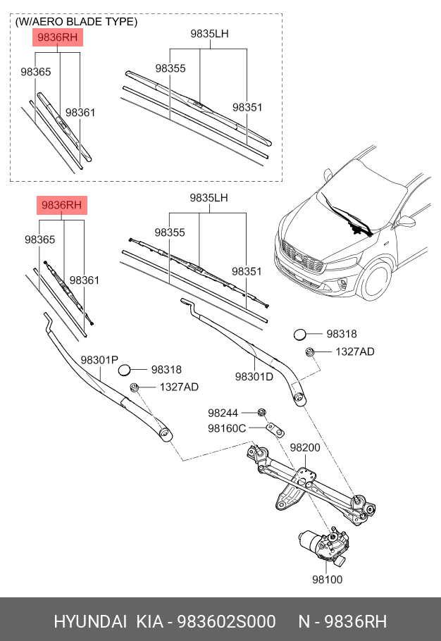 Front wiper blade, right