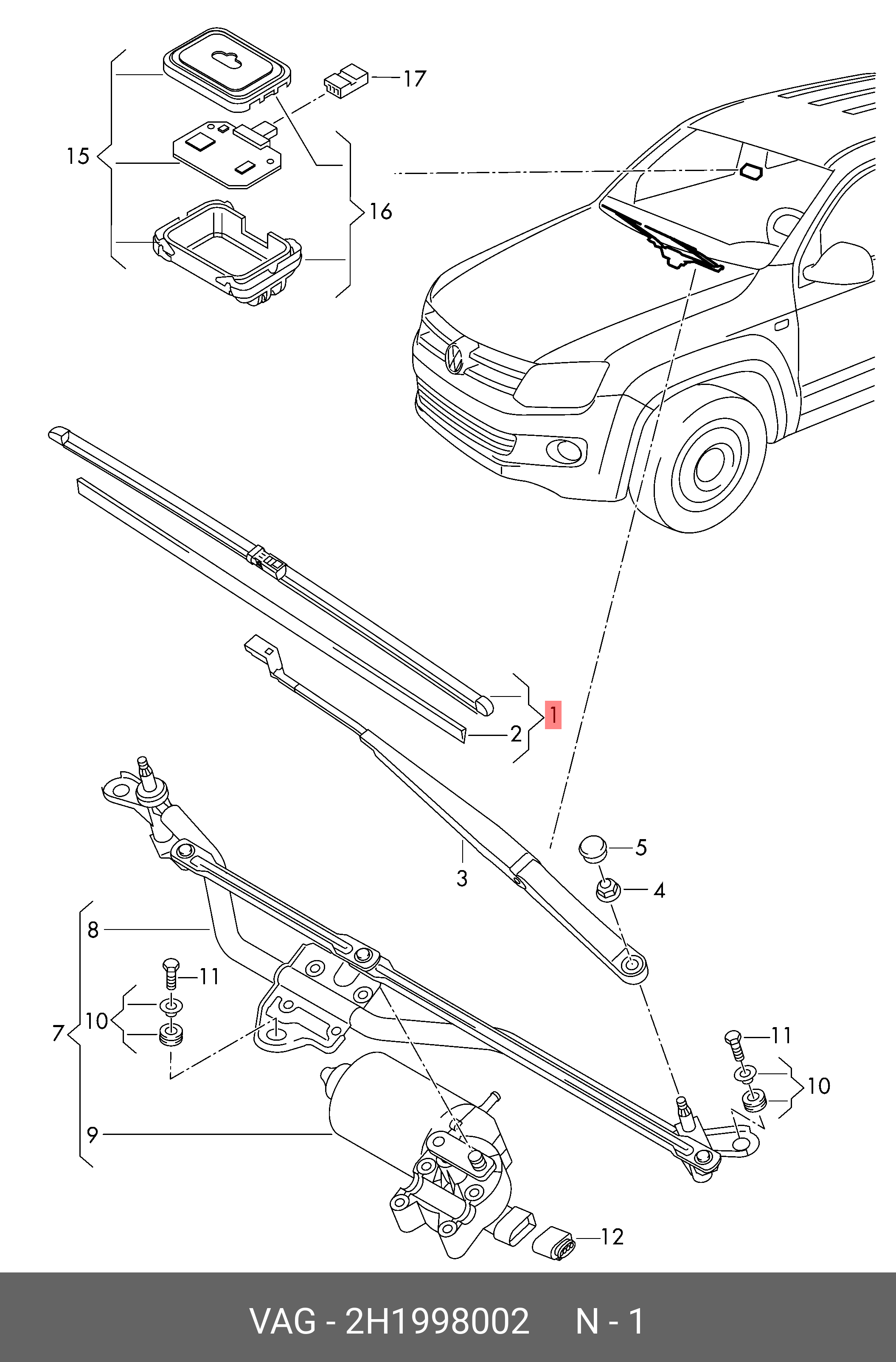 Wiper blade set, front