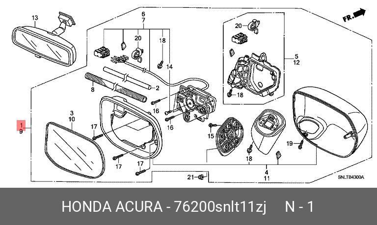 Honda CIVIC 06-11 SIDE MIRROR 4D ELECTRIC RH - 76200-SNL-T11ZJ