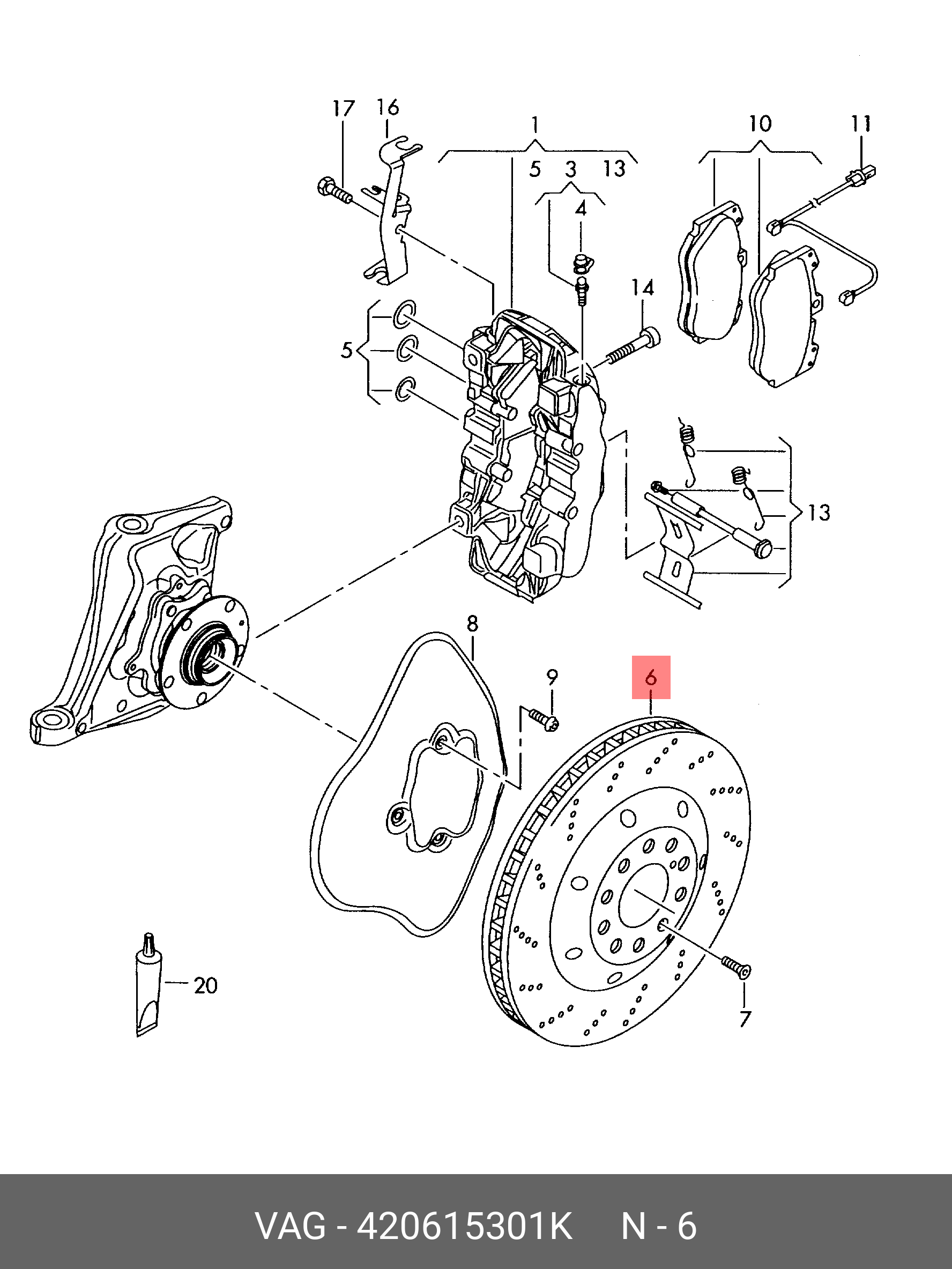 Front brake disc, left