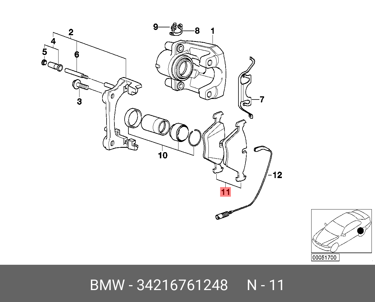 Rear brake pads, set