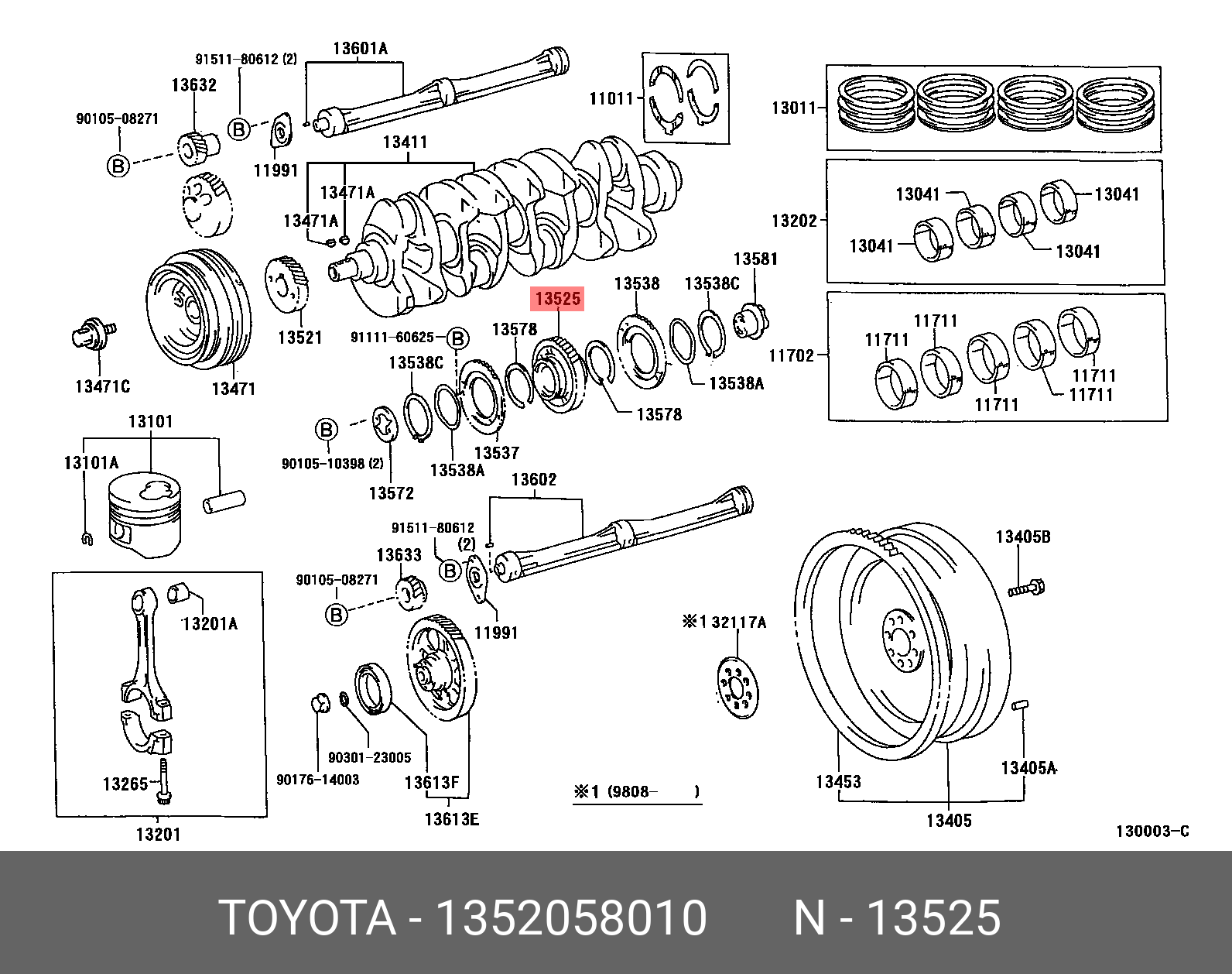 13520-58010 TOYOTA LEXUS GEAR ASSY IDLE