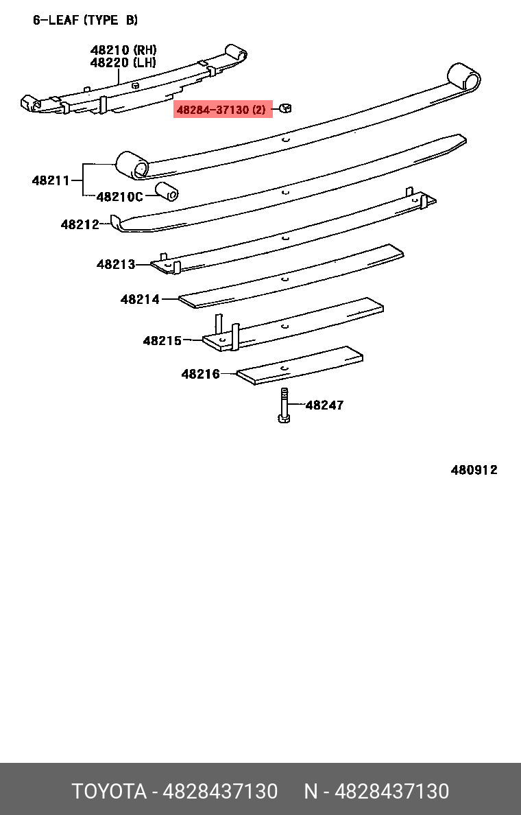 48284-37130 TOYOTA LEXUS NUT CTR BOLT