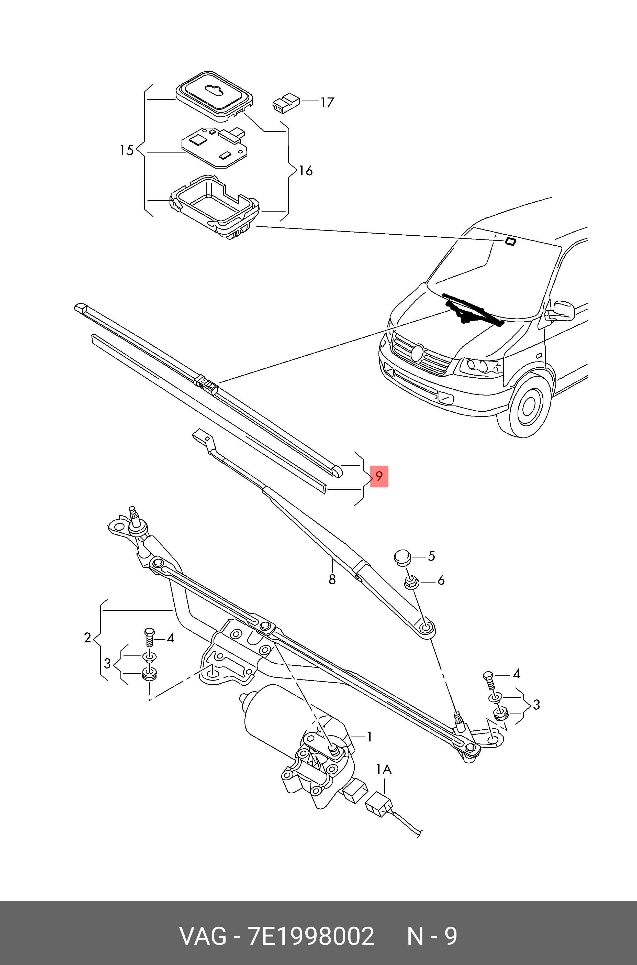 Wiper blade set, front