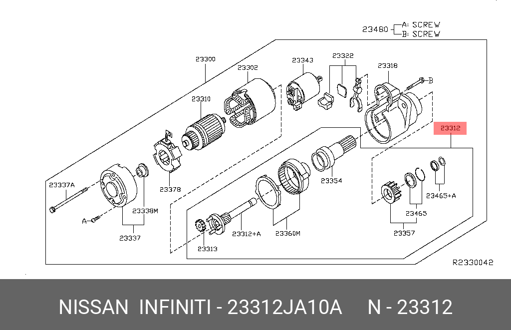 23312-JA10A NISSAN KEY SET CYL LCK