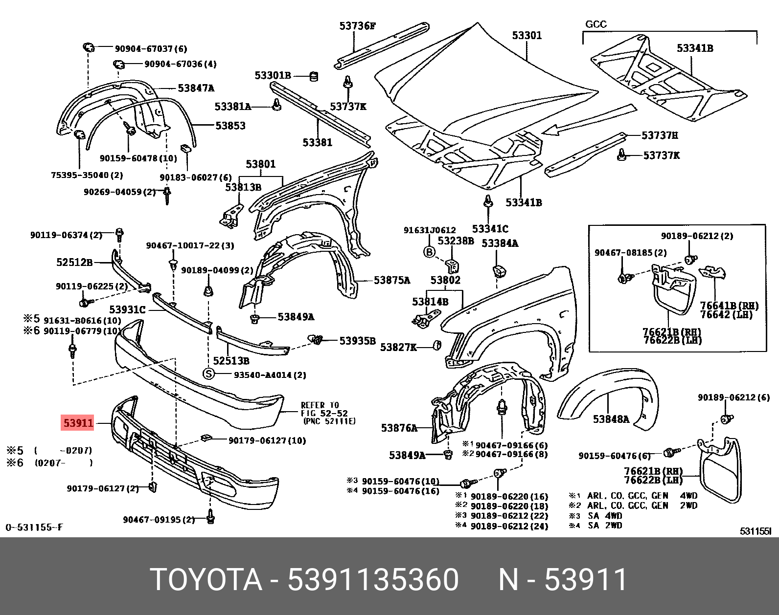 53911-35360 TOYOTA LEXUS PANEL FR VALANCE