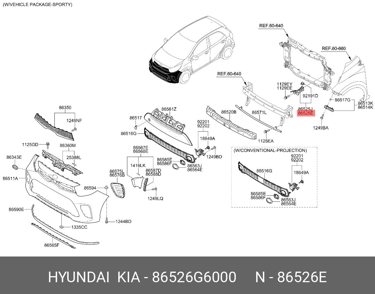 86526G6000 HYUNDAI KIA RETAINER(L),FRONT BU