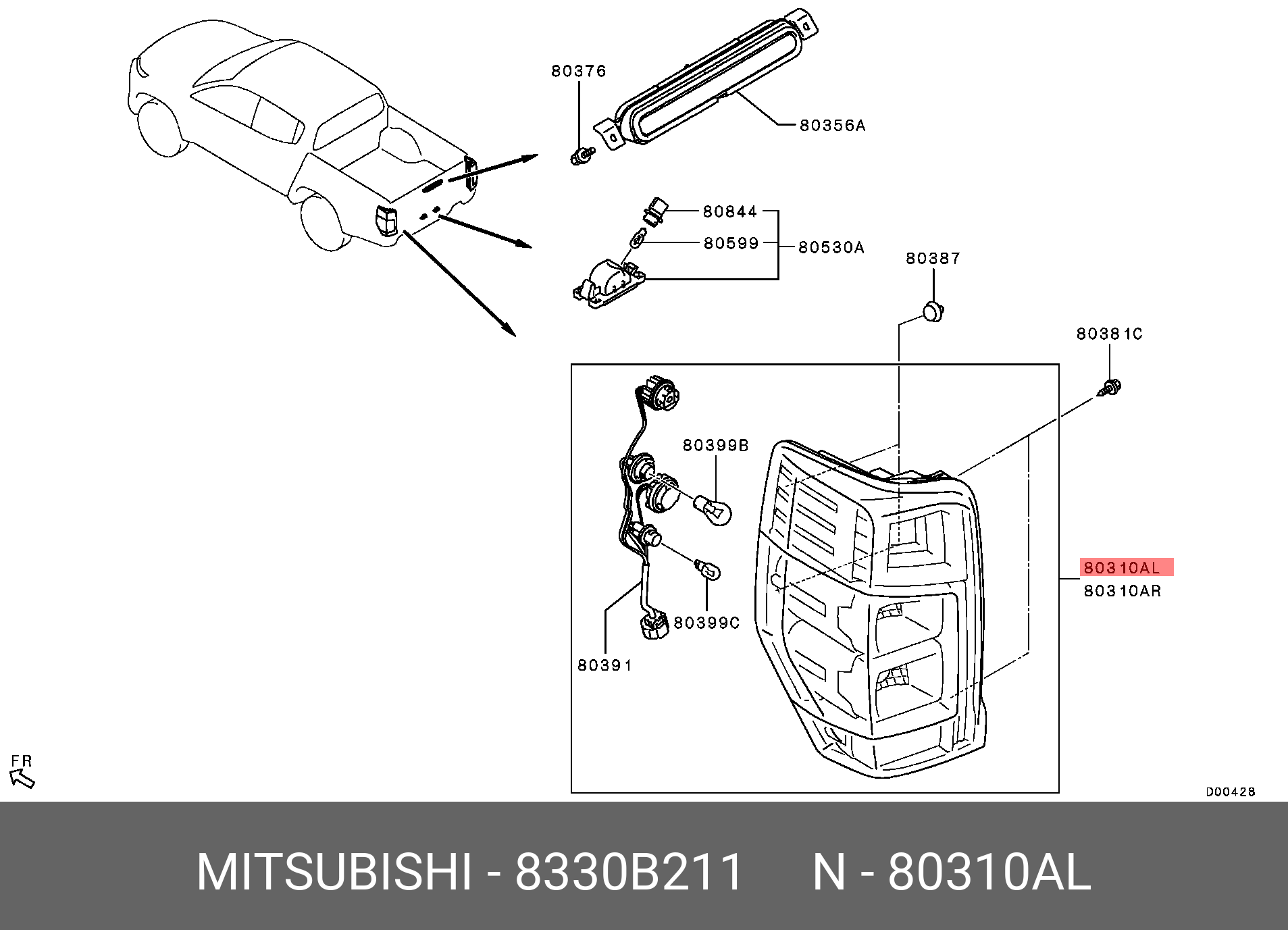 ANSAMBLU LAMPA STOP STG.L200 KK6T,KL1T,KL6T