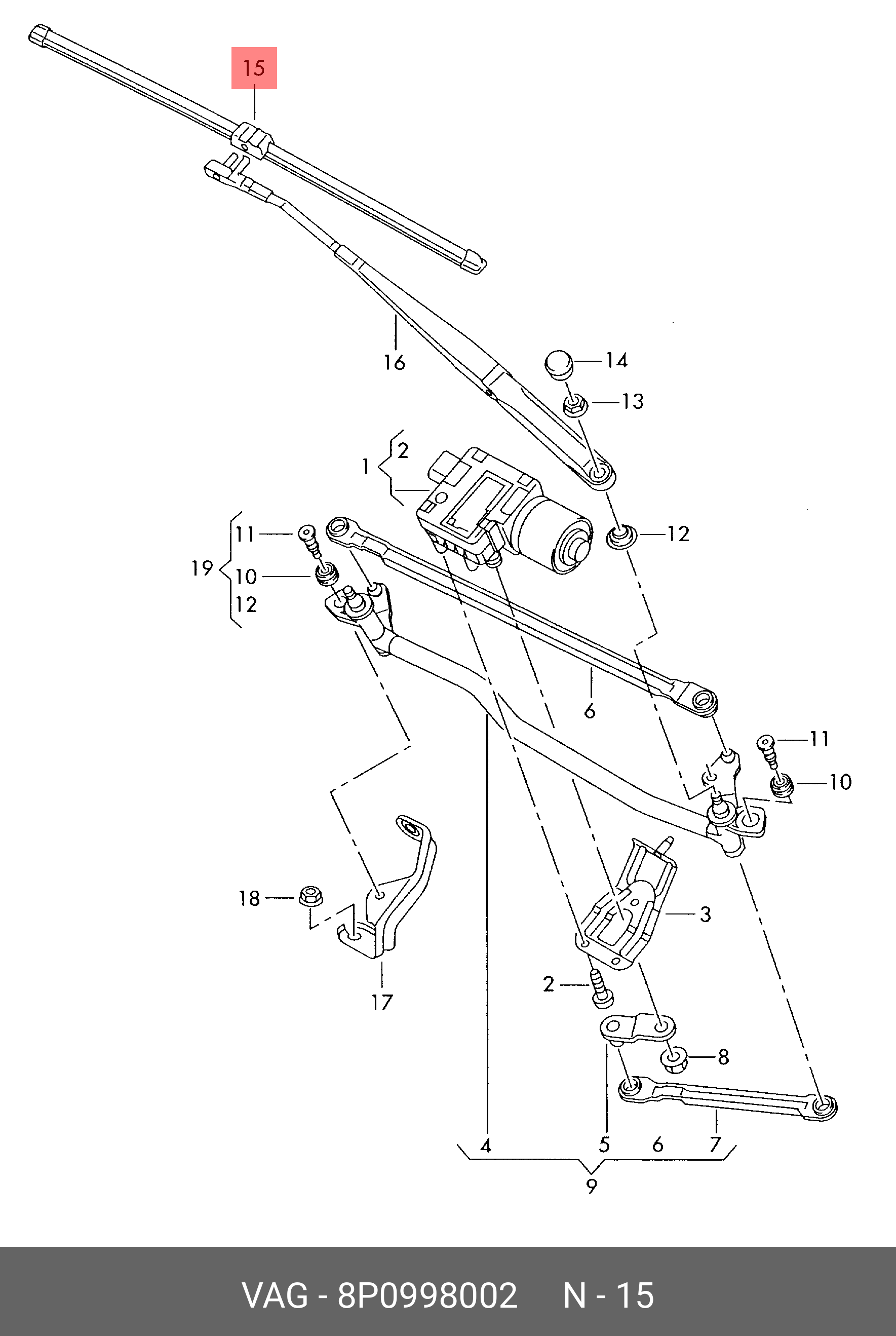 Wiper blade set, front