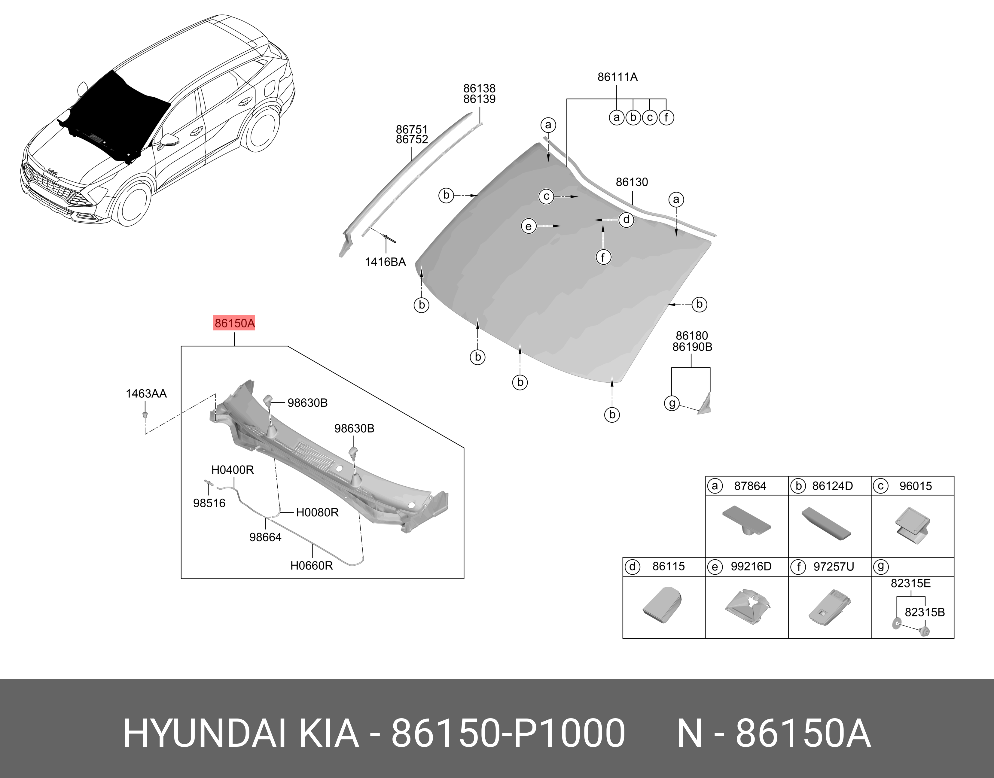 86150P1000 HYUNDAI KIA COVER ASSY-COWL TOP