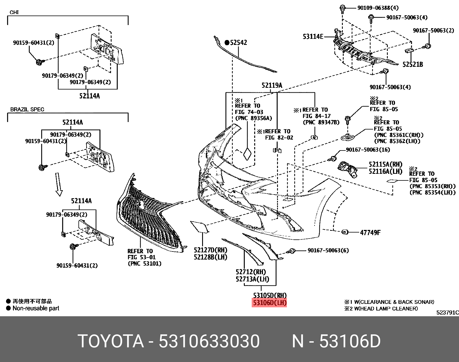 53106-33030 TOYOTA LEXUS GARNISH SUB-ASSY