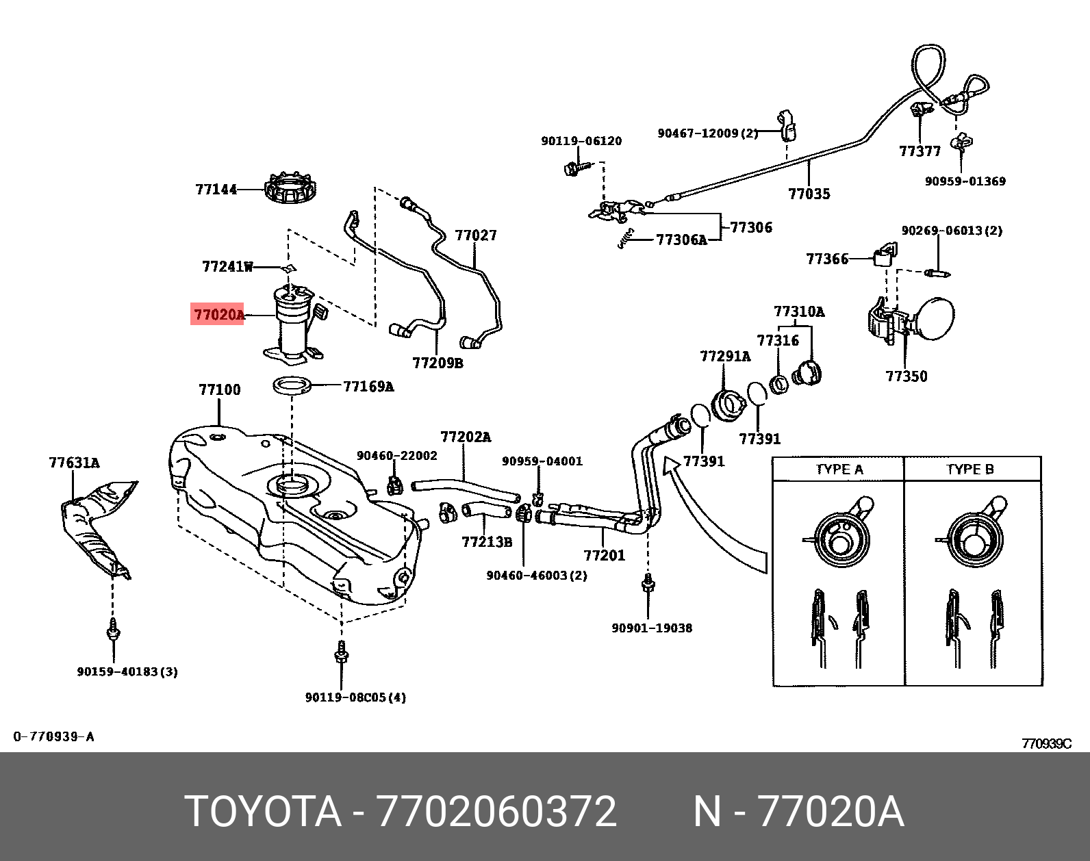 77020-60372 TOYOTA LEXUS TUBE ASSY, FUEL