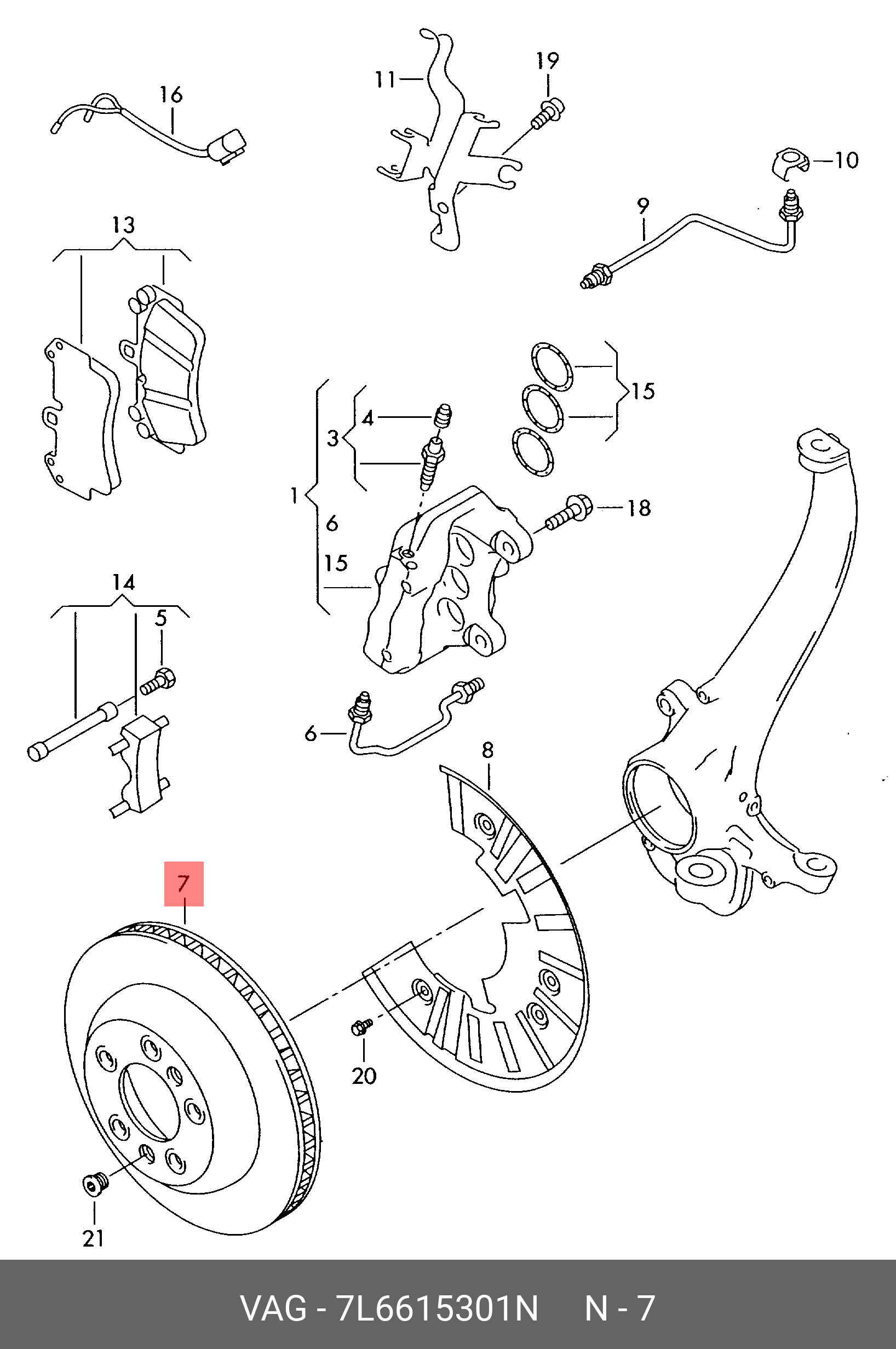 Front brake disc, left