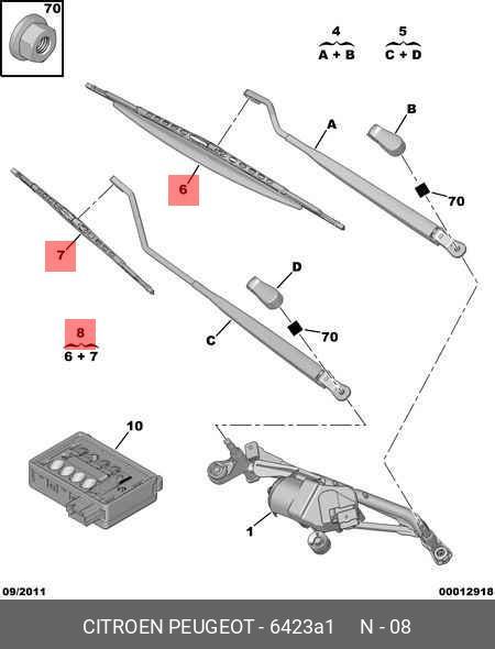 Wiper blade set, front