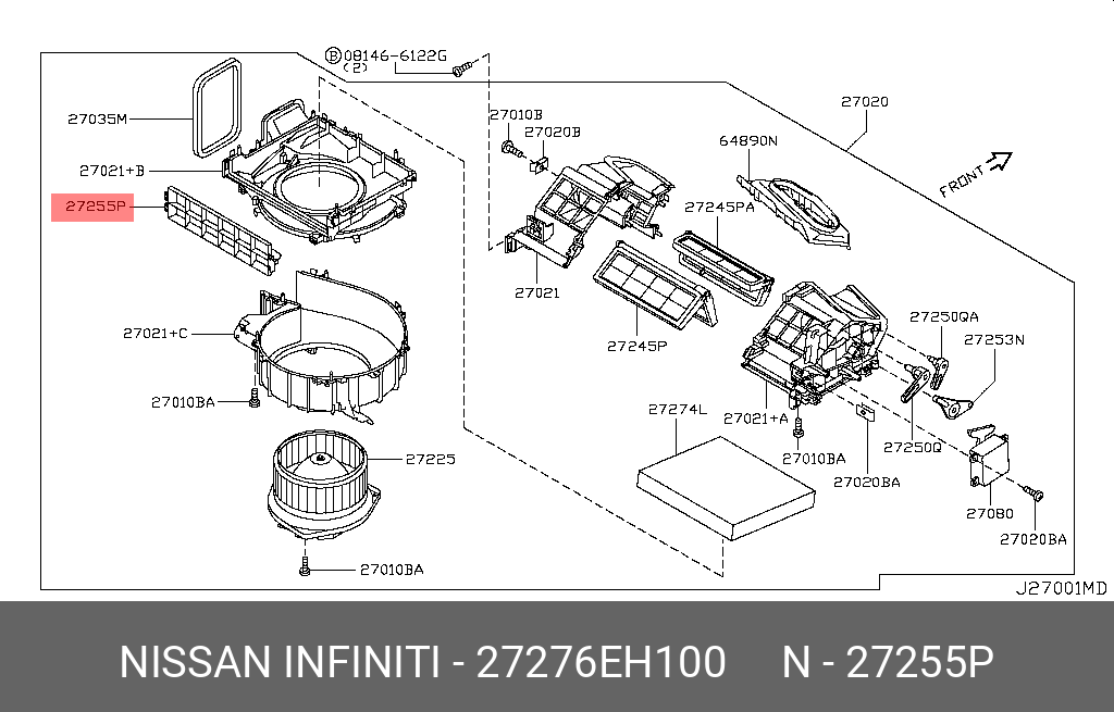 27276-EH100 NISSAN SHAFT,INT BLOWR