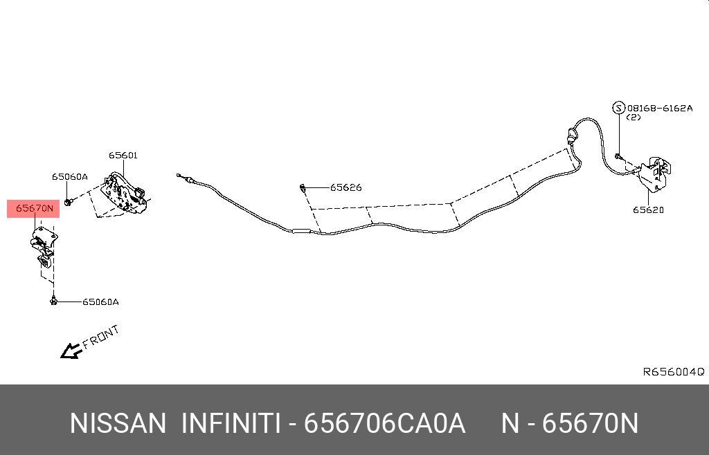 65670-6CA0A NISSAN SECD-HOOD LOCK