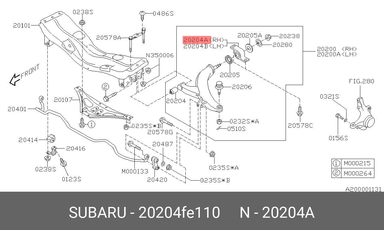20204-FE110 SUBARU RUB BUSH ASSY ARM