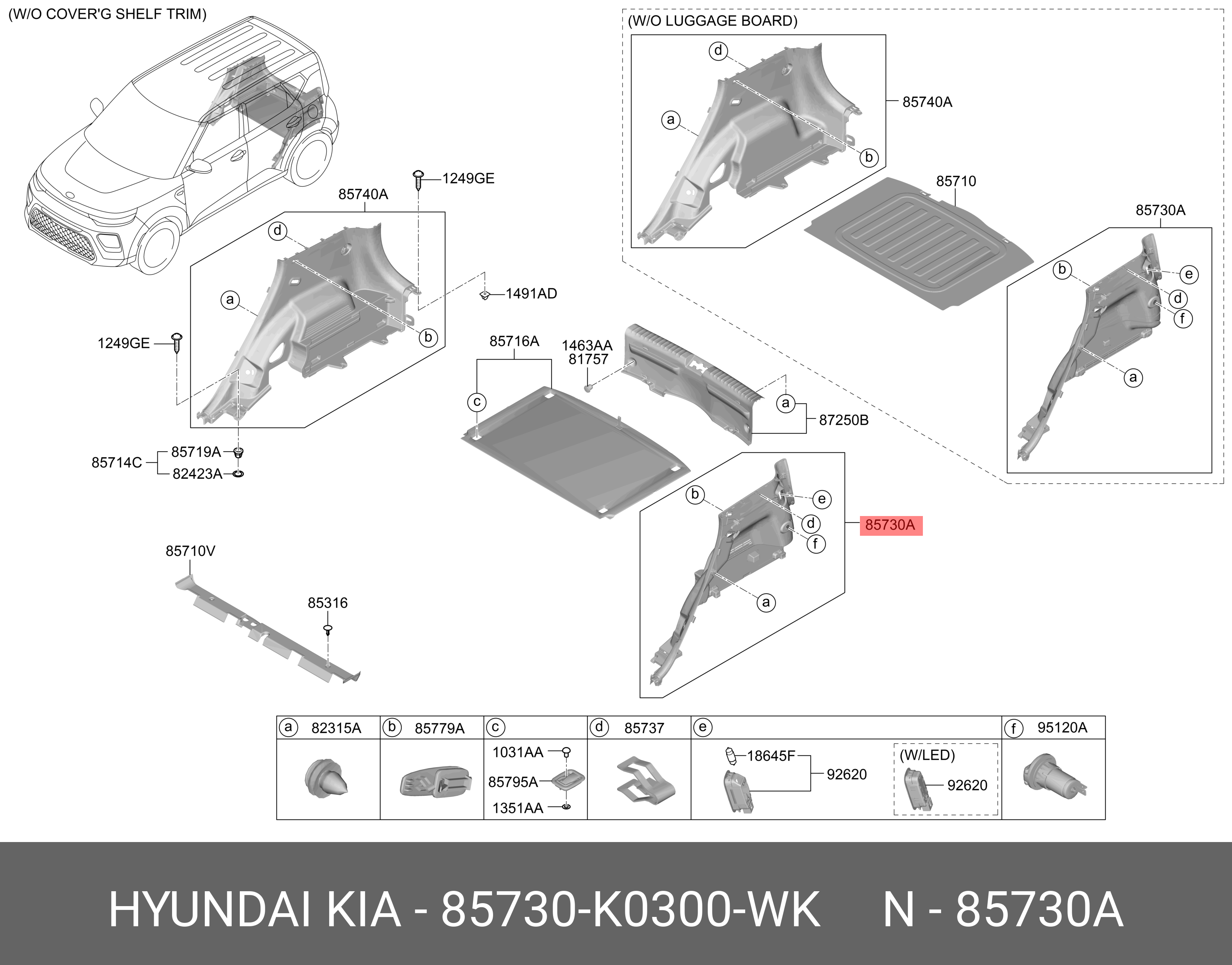 85730K0300WK HYUNDAI KIA Trunk trim