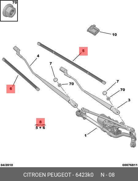 Wiper blade set, front