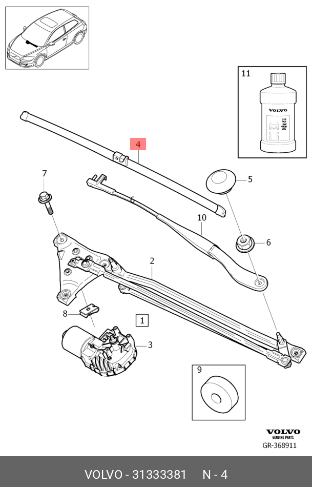 Wiper blade set, front