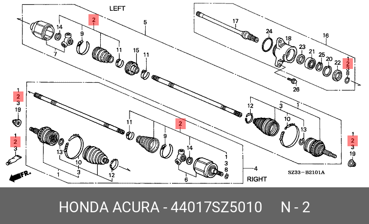 Boot Set Inboard 44017SZ5010 HONDA BOOT SET INBOARD