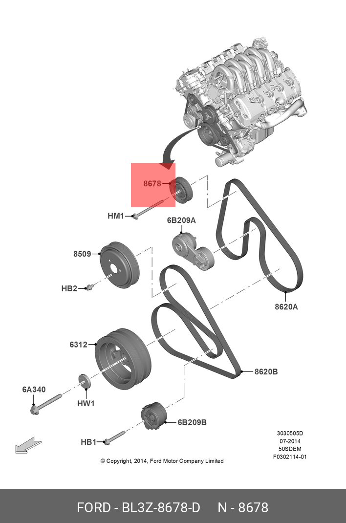 BL3Z-8678-D FORD PULLEY IDLER(YS368)