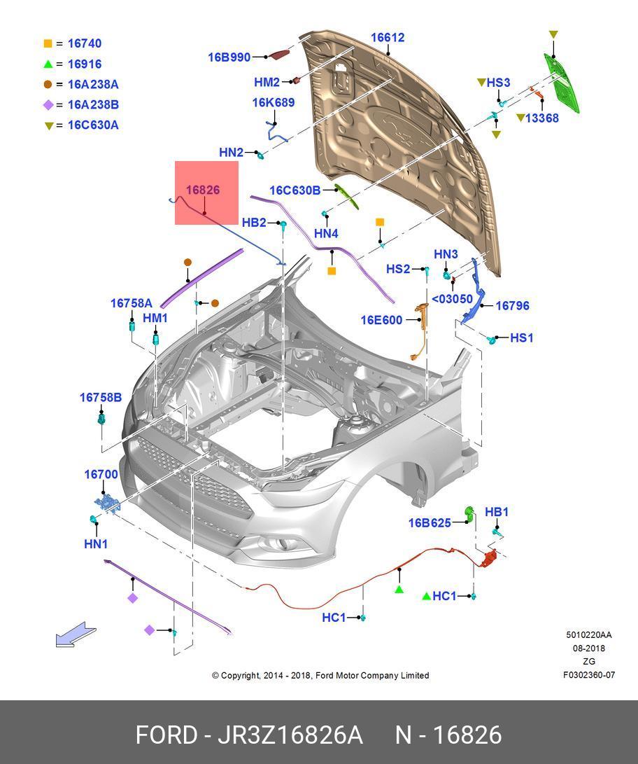 JR3Z-16826-A FORD STAY - HOOD