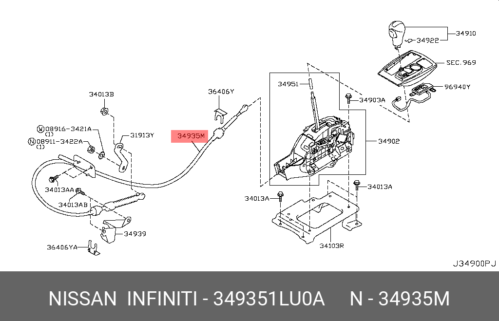 34935-1LU0A NISSAN CABLE ASSY CONTROL