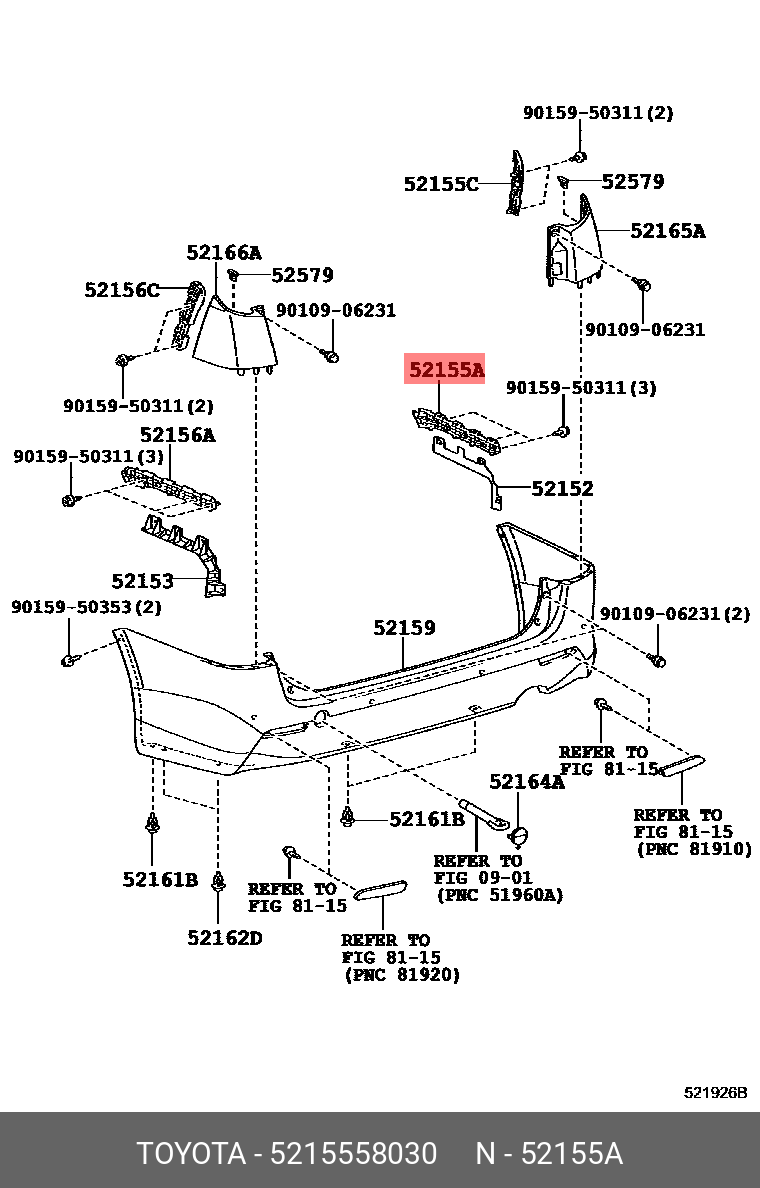Support Rr. Bumper 52155-58030 TOYOTA LEXUS SUPPORT RR BUMPER